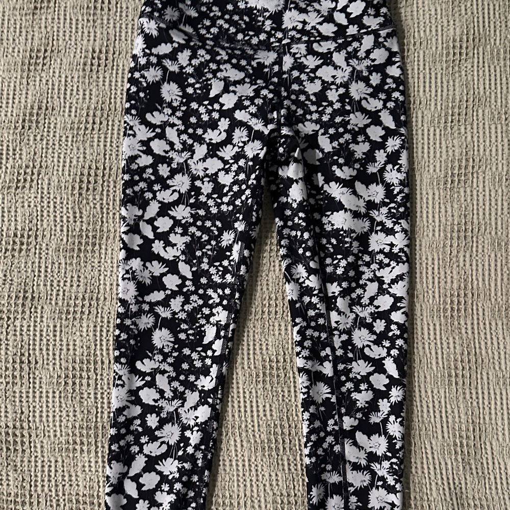 Free people movement black + white floral leggings